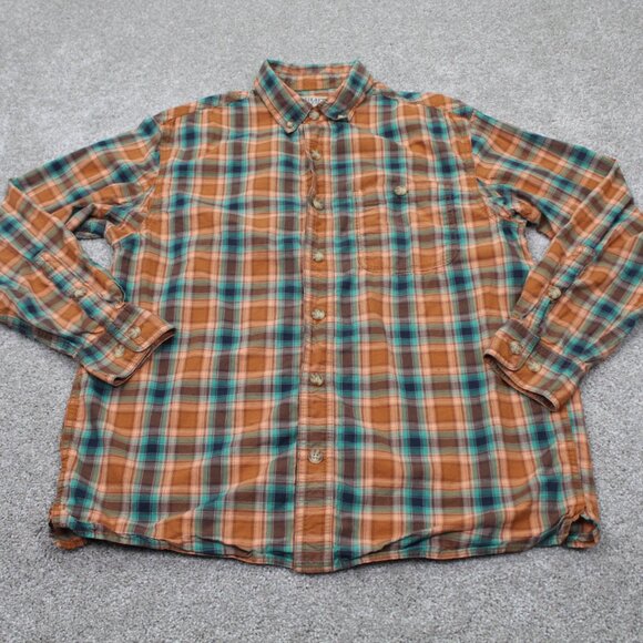 Duluth Shirt Mens Medium Brown/Green Plaid BBQ Relaxed Fit Long Sleeve Cotton - Picture 2 of 11
